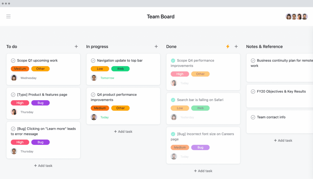 Asana Project Management Software - Kanban